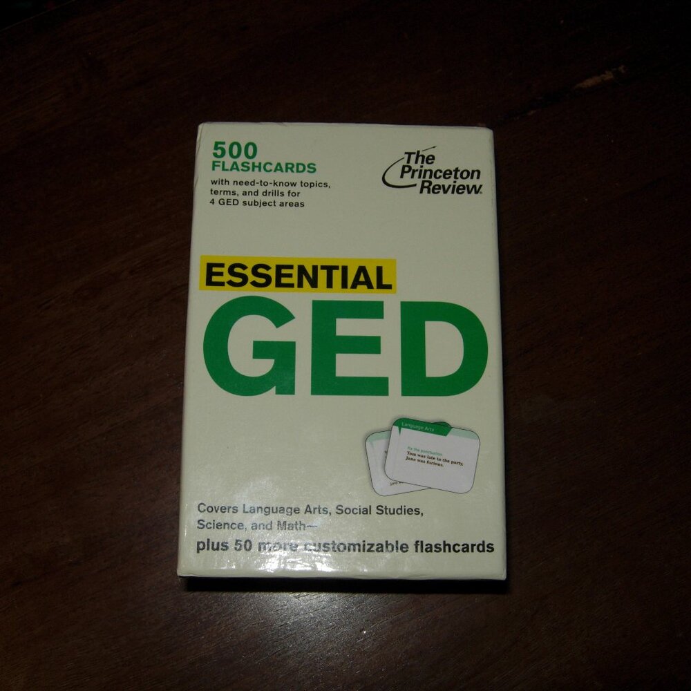 The Princeton Review 500 Essential GED Flashcards Language Arts Social Studies +